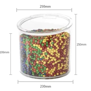 Acrylic Round Sealable Bulk Cereal Containers Clear Retail Food Storage Candy Display Bins Customizable Size