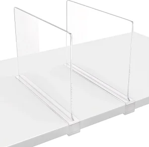 Acrylic Shelf Divider Wood Shelf Divider Closet Separator Clear Plastic Separator for Cabinet Storage Organization