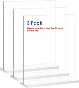 Acrylic Sign Holder 8.5×11 Inch 3 Pack Vertical T Shape Double Sided Desktop Display Holder Optional 8.5×11 8.5×5.5 5×7 Horizontal