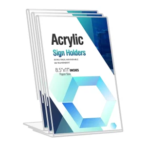 Acrylic Sign Holder Clear Desktop Sign Holder Plastic Paper Holder Tabletop Display Stand for Office Restaurant Store