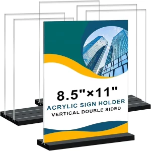 Acrylic Sign Holder Double Sided Clear Sign Holder Plastic Stands for Display T Shape Acrylic Table Sign Stands Restaurants