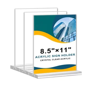 Acrylic Sign Holder Double Sided Tabletop Clear Acrylic Picture Frame Menu Flyer Paper Holder for Office Store Wedding Party