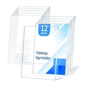 Acrylic Sign Holder Double sided Display Stand Plastic Paper Holder Table Menu Display Stand T shaped Desktop Display Stand