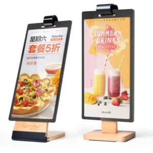 Acrylic Sign Holder Multi Page Flip Sign Holder Menu Displays Double Sided 5 Pages 10 Sides Wood Base Table Top Sign Stand