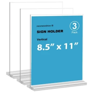 Acrylic Sign Holder Portable Modern Design Polished Pre Assembled Vertical Tabletop Display Stand for Office Retail Advertising