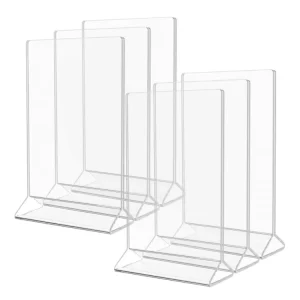 Acrylic Sign Holder Table Card Display Clear Sign Display Holder Plastic Table Menu Stand for Office Home Store Restaurant