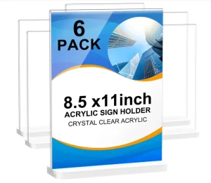 Acrylic T Shape Sign Stand Double Sided Clear 8.5 X 11 Inch Display Rack Foldable Rotating for Home Office Retail Tradeshow