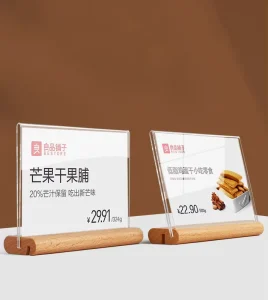 Acrylic Wood Base Picture Menu Price T L Shape Display Racks Stand Other Advertising Equipment for Market Store Shop