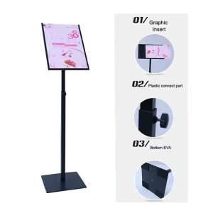 Adjustable A3 A4 Metal Sign Holder Free Standing Poster Stand Retail Menu Display Stand