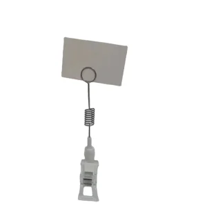 Adjustable Clear Plastic Base Price Tag Holder Clip with Metal Spring for Warehousing and Supermarket Supplies