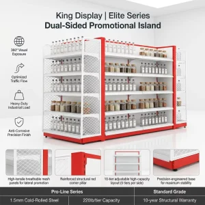 Adjustable Double Sided Heavy Duty Metal Supermarket Shelves Gondola Shelving Units Modular Retail Store Display Rack