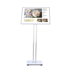 Adjustable Floor Poster Stand Double Pole Aluminum Sign Holder with Base for Retail Exhibition & Corporate Use