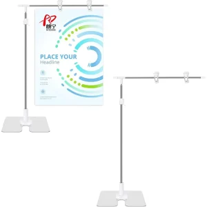 Adjustable Metal Banner Holder Store Counter Stand Table Top Banner Desktop Poster Stand for Advertising Indoor Outdoor