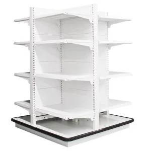 Adjustable Metal Four sided Supermarket Shelves Gondola Display Rack for Retail and Convenience Grocery Store