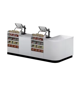 Adjustable Multi Functional Cash Register Simple Design for Supermarket Convenience Stores Wood and Metal Display Rack