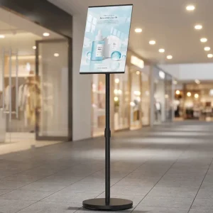 Adjustable Pedestal Sign Stand Metal Floor Standing Poster Holder Slide in Display for Retail Promotion Exhibition