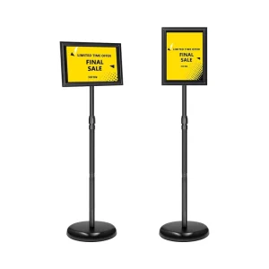 Adjustable Portable Metal Poster Stand Modern Style Floor Sign Display Holder Black Surface 180cm Height for Horizontal