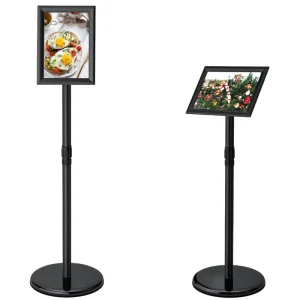 Adjustable Stainless Steel Information Stand Glossy Lamination Tool Free Assembly DIN A4 297x210mm Poster Display