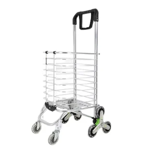 All-Aluminum Frame Folding Shopping Cart Heavy Duty Supermarket Trolley Large Capacity 8 Wheeled Shopping Trolley