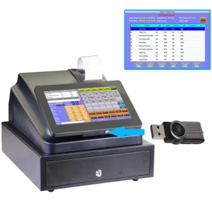 All in One 10.1” Touch Pos System POS Terminal Compact Point of Sale Cash Registers with Cash Box Customer Display Printer