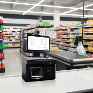 All in One 14″ Point Sale Capacitive Touchscreen POS with Keyboard & Cash Drawer Built-in 80mm Thermal Printer