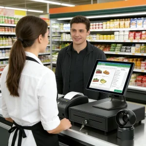 All in One Dual Screen Point of Sale Machines POS Systems for Supermarket with 80mm Printer POS System Cash Register
