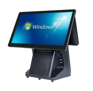 All in One Dual Screens 15.6 Inch Touch Screen POS System With Built in 80MM Ticket Printer 11.6 Customer Display for Catering