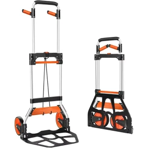 Aluminum Dolly Cart Alloy Folding Hand Truck with Swivel Handle Heavy Duty Utility Dolly Foldable Trolley for Moving Warehousing
