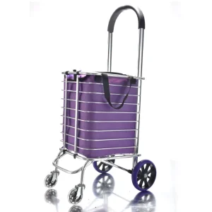 Aluminum Folding Shopping Cart & Trolley Bag with Four-Wheel 40kg Load Capacity