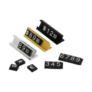 Aluminum Gold Alloy Jewelry Plastic Display Price Tag Holder Pricing Cube for Wallet Sunglass Stores
