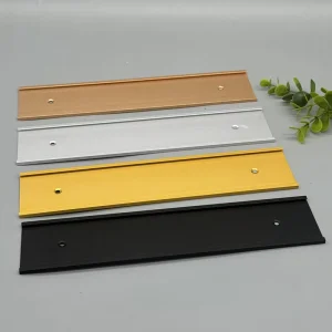 Aluminum Waterproof Gloss Wall Mounted Customized Blue Black Name Plate Holder Office Business Door Sign Holder Inserts Slider