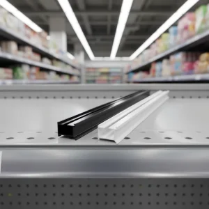 American Standard Black Color L48 Long Plastic Price Tag Strip Gondola Channel Strip White Color L48 Shelf Plastic PVC Strip
