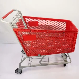 American Style 175L Red Plastic Shopping Cart Trolley for Supermarket