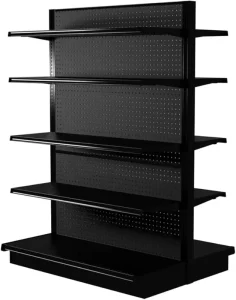 American Style Double Sided Gondola Shelving Kit 48W 72H 41D Metallic Supermarket Rack C Store Supermarket