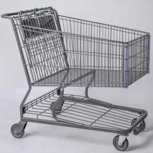 American Style Gray Metal Supermarket Shopping Trolleys Carts