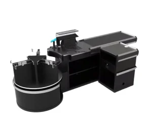 American Style Supermarket Cashier Counter with Bag Holders Supermarket Cash Checkout Counter with POS System