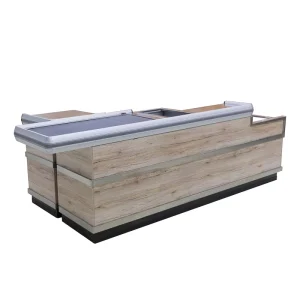 American Style Supermarket Cashier Counter with Bag Holders Supermarket Cash Checkout Counter with POS System