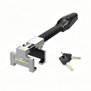 Anti Theft Steering Wheel Lock With Alarm Car Security Lock Heavy Duty Car Anti Theft Device With 2 Keys Black