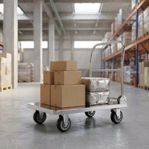 Anti corrosion Stainless Steel Four wheel Trolley Industrial Workshop Transporter Storage Shopping Thickened