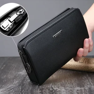 Anti-theft Men’s Clutch Bag PU Leather Tide Bag Large Capacity Business Hand Bag Fingerprint Wallet for Men