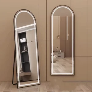 Arched LED Full Length Mirror Touch Dimmable Wall Mounted Lighted Mirror for Bedroom Hotel Home Decor