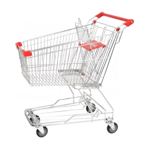 Asian Style Market Rolling Storage Metal Shopping Trolley Cart with Seat