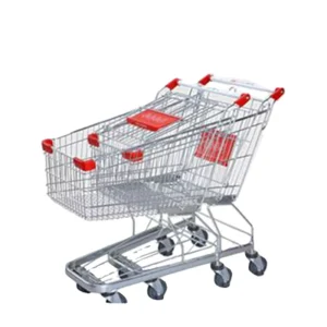 Asian Style Trolley Cart with PU Wheels Supermarket Shopping Carts