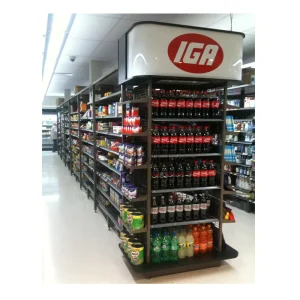 Australia IGA Outrigger Supermarket Shelving Heavy Duty Metal Gondola Liquor Retail Shelves Grocery Store Display Rack