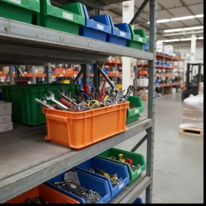 Automated Assembly Line Compatible Plastic Industrial Container Stackable & Nestable Precision-Molded for Logistics Storage