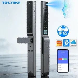 Automatic 3D Face Recognition Waterproof TTLock Tuya Wifi Fingerprint Sliding Glass Aluminum Door Smart Lock