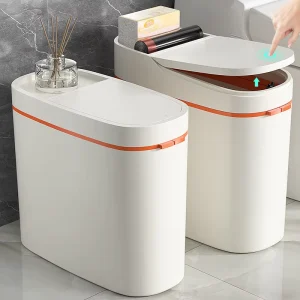 Automatic Household Toilet Smart Trash Can Light Electric Paper Basket with Cover Sandwiched Toilet Paper Bucket