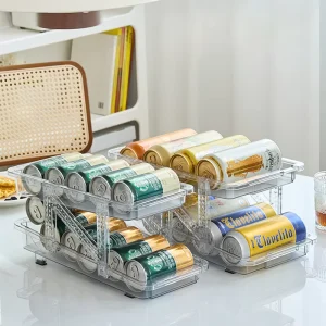 Automatic Roll Off Drink Organizer Soda Can Dispenser Rack Automatic Rolling Beverage Rack Fridge Can Dispenser