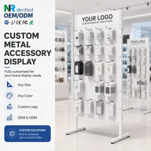 Automatically Eject Empty Recycled Cardboard Eco friendly Retail Store Display Metal Grid Bin Wall Hanging Floating Shelves