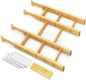 Bamboo Expandable Drawer Dividers With Inserts And Labels Kitchen Adjustable Drawer Organizers with Inserts And Labels